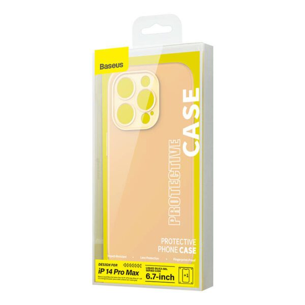 Baseus Liquid Silica Gel Case for iPhone 14 Pro Max (Sunglow)+ tempered glass + cleaning kit - Image 8