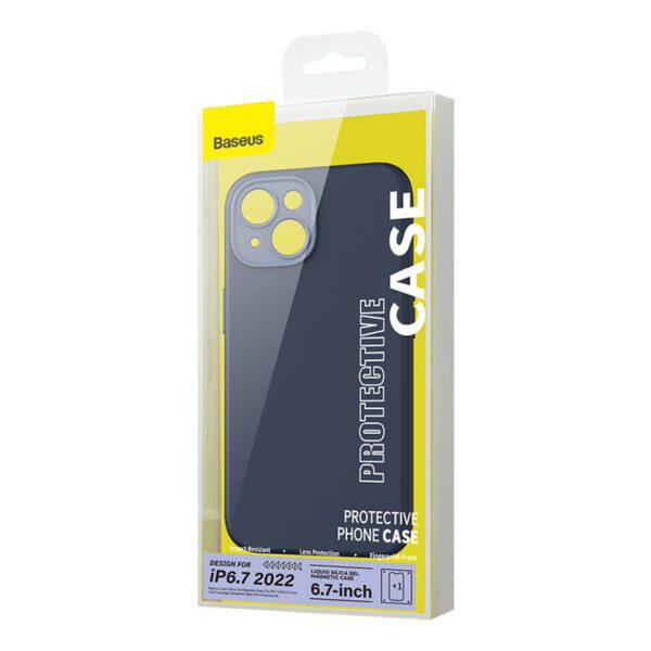 Baseus Liquid Silica Magnetic Case and Tempered Glass set for iPhone 14 Plus (blue) - Image 8