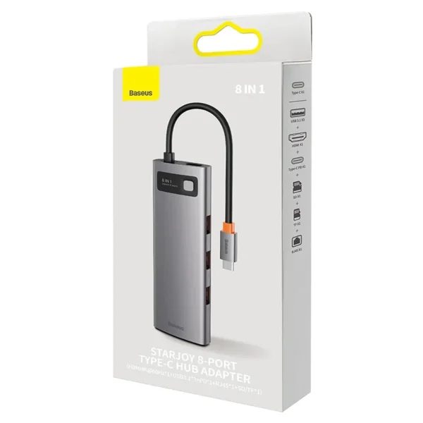 Hub 8in1 Baseus StarJoy Series, USB-C to 3x USB 3.1 + HDMI + USB-C PD + RJ45 + microSD/SD - Image 9