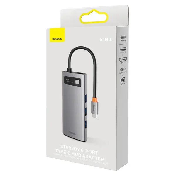 Hub 6in1 Baseus StarJoy Series, USB-C to 3x USB 3.0 + HDMI + USB-C PD + RJ45 - Image 9