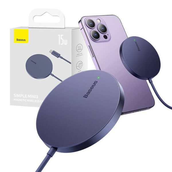 Magnetic Wireless Charger Baseus Simple Mini3 15W (Dusty purple) - Image 8