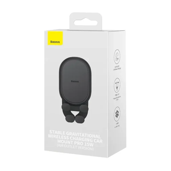 Stable Gravitational Wireless Charging Car Mount Baseus Pro 15W (black) - Image 7