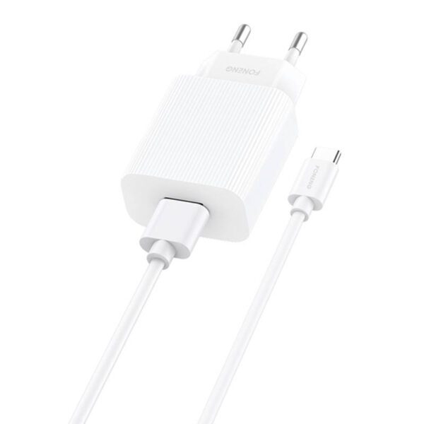 Fast charger Foneng 1x USB EU28 12W QC 3.0+ USB Type C cable