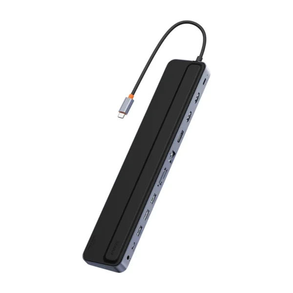Hub 12w1 Baseus EliteJoy Gen2 series USB-C do 2xHDMI+ 3xUSB 3.0+ PD+ DP+ SD/TF+ RJ45+Type-C+ 3.5mm (dark grey) - Image 4