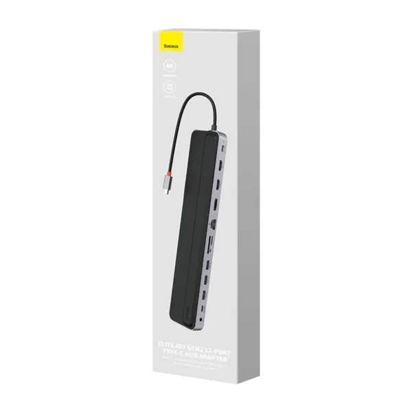 Hub 12w1 Baseus EliteJoy Gen2 series USB-C do 2xHDMI+ 3xUSB 3.0+ PD+ DP+ SD/TF+ RJ45+Type-C+ 3.5mm (dark grey) - Image 8