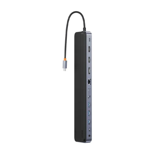 Hub 12w1 Baseus EliteJoy Gen2 series USB-C do 2xHDMI+ 3xUSB 3.0+ PD+ DP+ SD/TF+ RJ45+Type-C+ 3.5mm (dark grey) - Image 2
