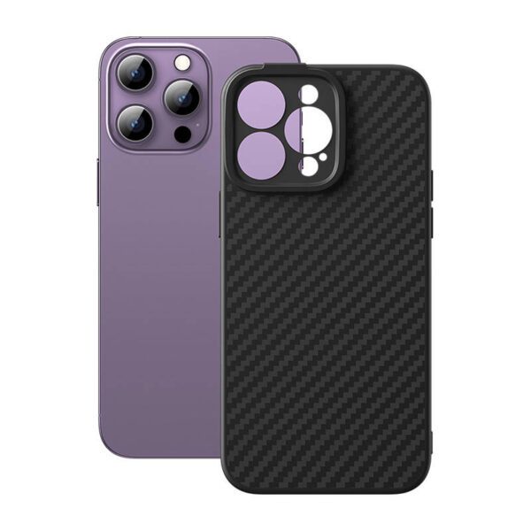 Magnetic Case Baseus Synthetic Fiber Series for iPhone 14 Pro (black)+ tempered glass + cleaning kit - Image 3