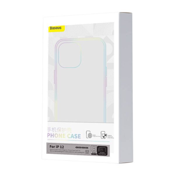 Phone case Baseus Magnetic Crystal Clear for iPhone 12 (transparent) with all-tempered-glass screen protector and cleaning kit - Image 7