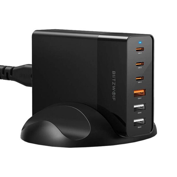 Wall charger Blitzwolf BW-S25, 75W, 3x USB + 3x USB-C (black) - Image 2