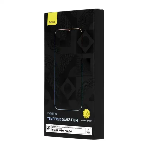 Tempered Glass Baseus Corning for iPhone 13/13 Pro/14 with built-in dust filter - Image 8