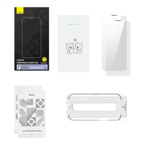 Tempered Glass Baseus Corning for iPhone 14 Pro with built-in dust filter - Image 7
