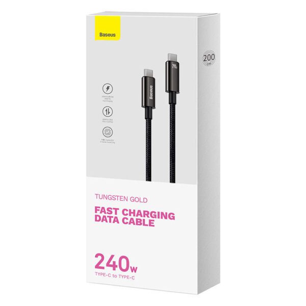 USB-C to USB-C cable Baseus Tungsten Gold 240W 2 m (black) - Image 8