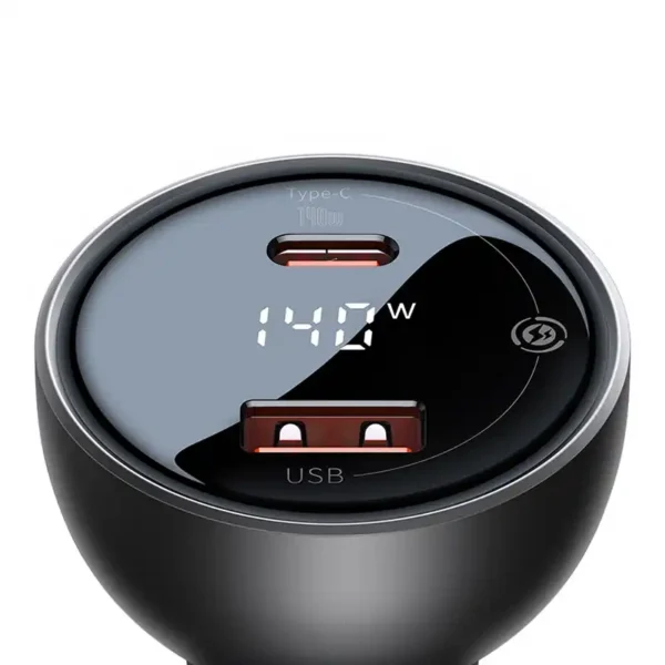 Car charger Baseus Superme, USB, USB-C, 140W (black) - Image 7