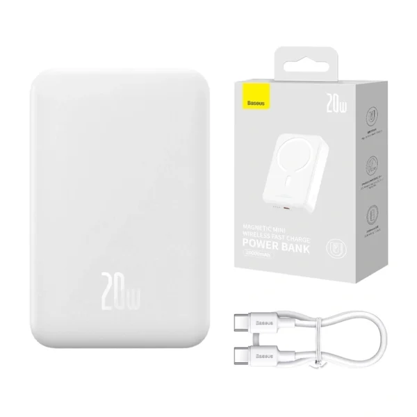 Powerbank Baseus Magnetic Mini 20000mAh, USB-C 20W MagSafe (white) - Image 9