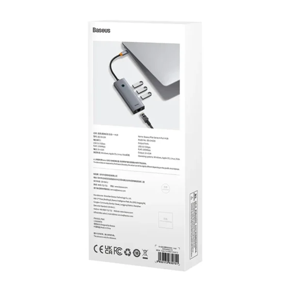 4in1 Hub Baseus  UltraJoy USB-C do 3x USB 3.0 + RJ45 (space grey) - Image 9