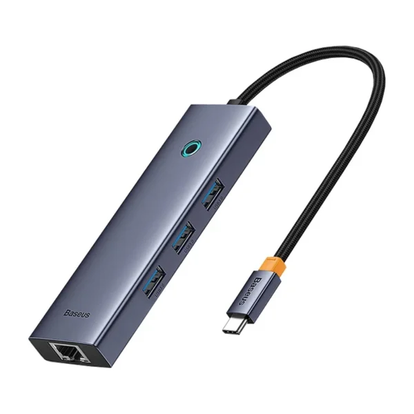 4in1 Hub Baseus  UltraJoy USB-C do 3x USB 3.0 + RJ45 (space grey) - Image 3