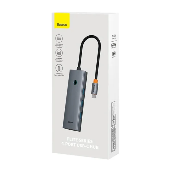 4in1 Hub Baseus  UltraJoy USB-C do 3x USB 3.0 + RJ45 (space grey) - Image 8