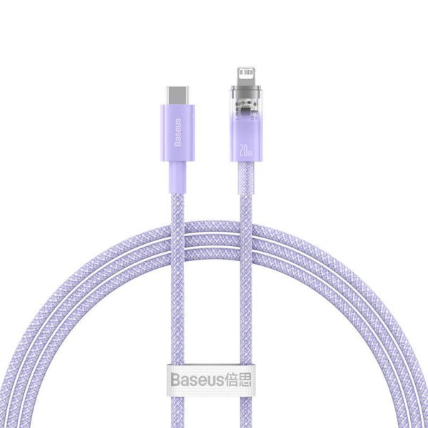 Fast Charging cable Baseus USB-C to Lightning  Explorer Series 1m, 20W (purple) - Image 2