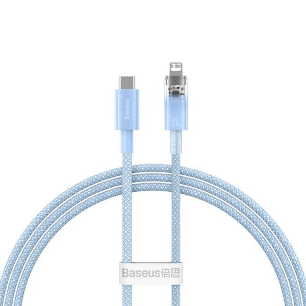 Fast Charging cable Baseus USB-C to Lightning  Explorer Series 1m, 20W (blue) - Image 2