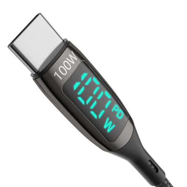 USB-C to USB-C cable BlitzWolf BW-TC23, with display, 100W, 1.8m (black) - Image 2