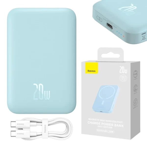 Powerbank Baseus Magnetic Mini 6000mAh, USB-C  20W MagSafe (blue) - Image 12