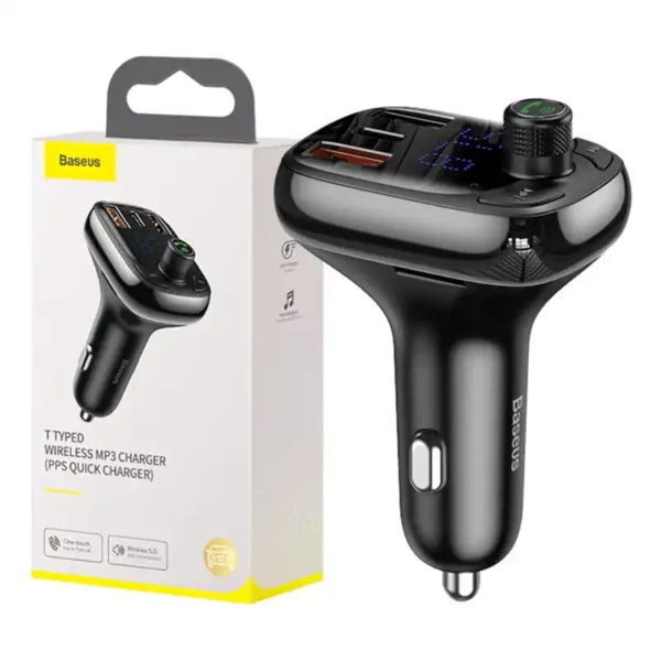 Car Bluetooth MP3 Player Baseus T Shaped S-13 Black OS - Image 9