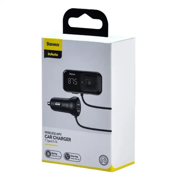 Car Bluetooth MP3 Player + Charger Baseus T Shaped S-16 Black OS - Image 7