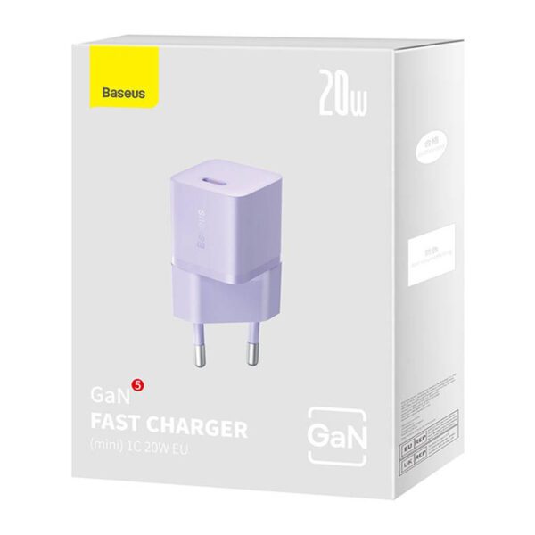 Mini wall charger Baseus GaN5 20W (purple) - Image 5