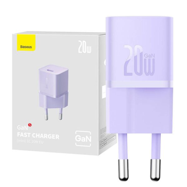 Mini wall charger Baseus GaN5 20W (purple) - Image 7