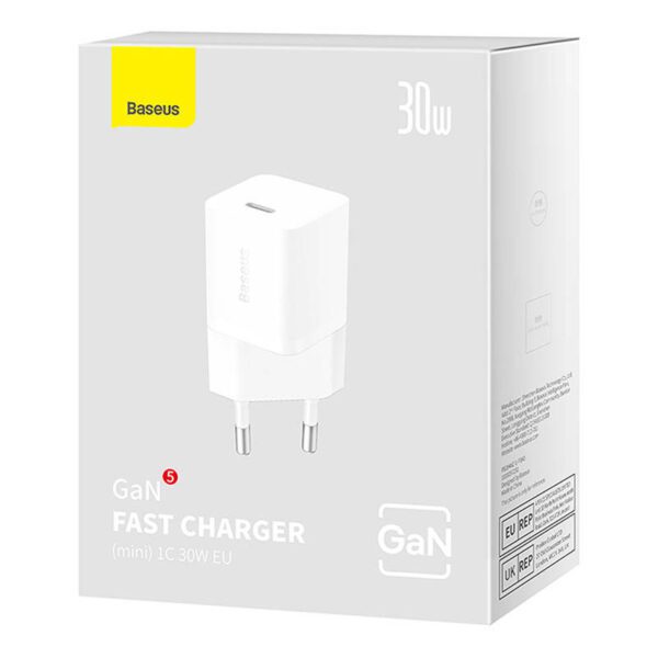 Mini wall charger Baseus GaN5 30W (white) - Image 8