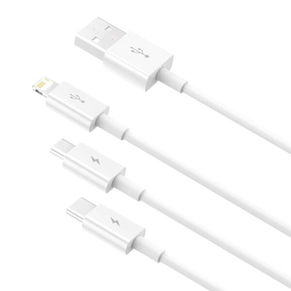 Quick Charge USB to M+L+C  Baseus Superior Data 3.5A 1m (White) - Image 5