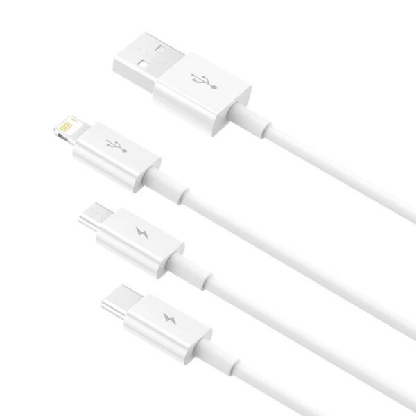 Quick Charge USB to M+L+C  Baseus Superior Data 3.5A 0,5m (White) - Image 5
