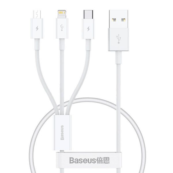 Quick Charge USB to M+L+C  Baseus Superior Data 3.5A 0,5m (White) - Image 2