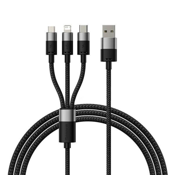 Quick Charge USB to M+L+C  Baseus StarSpeed 3.5A 0,6m (Black) - Image 2