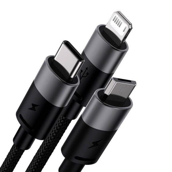 Quick Charge USB to M+L+C  Baseus StarSpeed 3.5A 0,6m (Black) - Image 3
