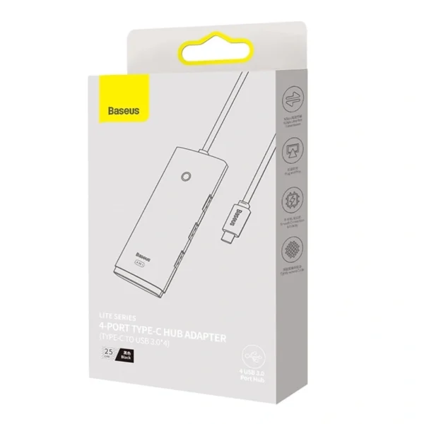 HUB  Adapter 4-Port USB-C Baseus OS-Lite 25cm (Black) - Image 7