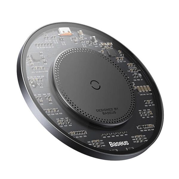 Wireless Qi inductive charger Baseus Simple 2, 15W with USB-C to USB-C cable (black) - Image 3
