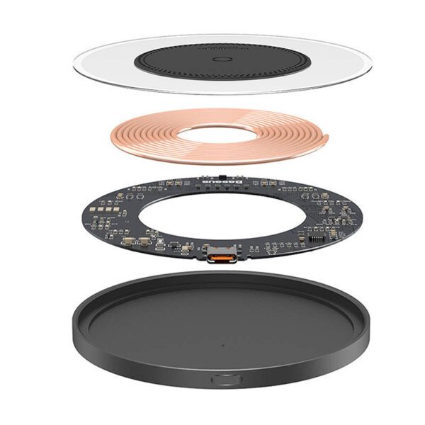 Wireless Qi inductive charger Baseus Simple 2, 15W with USB-C to USB-C cable (black) - Image 7