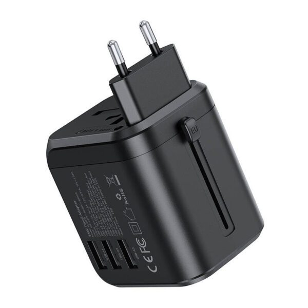 Choetech PD5008 travel charger, 3xUSB-A, 2xUSB-C, GaN, 35W, US/EU/UK/AU (black) - Image 2