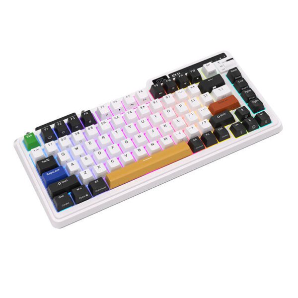 Wireless mechanical keyboard Royal Kludge KZZI K75 pro RGB, Moment Switch (black and white) - Image 2