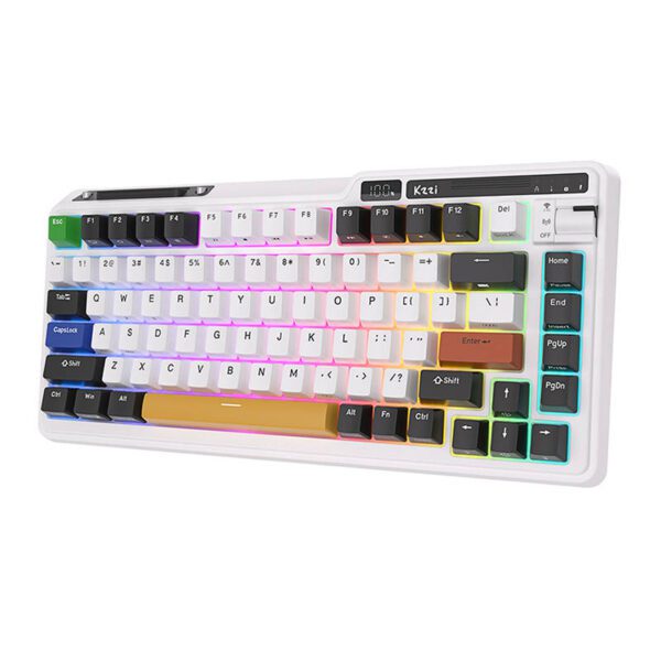 Wireless mechanical keyboard Royal Kludge KZZI K75 pro RGB, Moment Switch (black and white) - Image 3