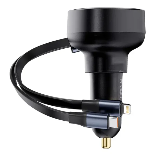 Car Charger Baseus Enjoyment USB-C with USB-C cable and Lightning  60W (black) - Image 3