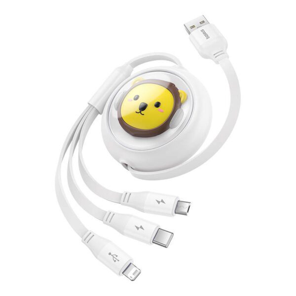 Charging Cable 3w1 Baseus USB to USB-C, USB-M, Lightning 3,5A, 1,1m (White) - Image 3