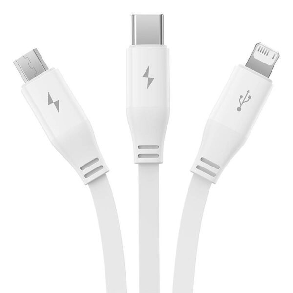 Charging Cable 3w1 Baseus USB to USB-C, USB-M, Lightning 3,5A, 1,1m (White) - Image 7