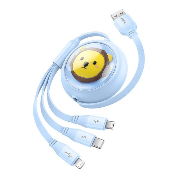 Charging Cable 3w1 Baseus USB to USB-C, USB-M, Lightning 3,5A, 1,1m (blue) - Image 3