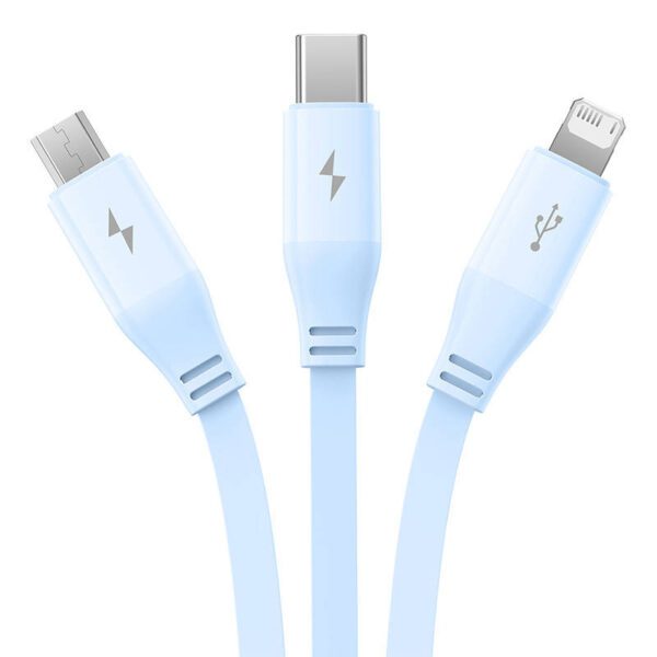 Charging Cable 3w1 Baseus USB to USB-C, USB-M, Lightning 3,5A, 1,1m (blue) - Image 7