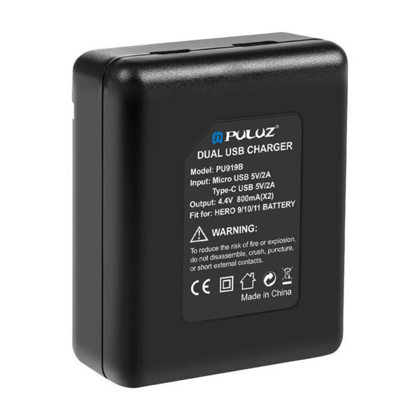 2-slot charger Puluz PU919B for GoPro Hero 9/10/11/12 - Image 4