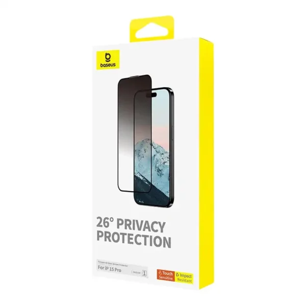 Privacy Protection Tempered Glass Baseus Diamond iPhone 15 Pro - Image 4