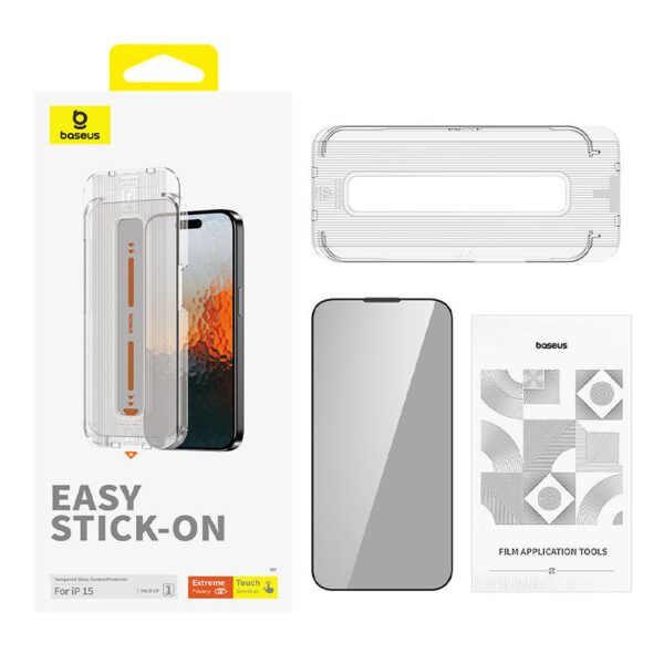 Privacy Protection Tempered Glass Baseus Sapphire iPhone 15 - Image 3