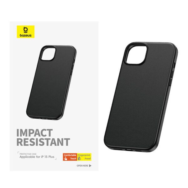 Phone Case for iPhone 15 Plus Baseus Fauxther Series (Black) - Image 3